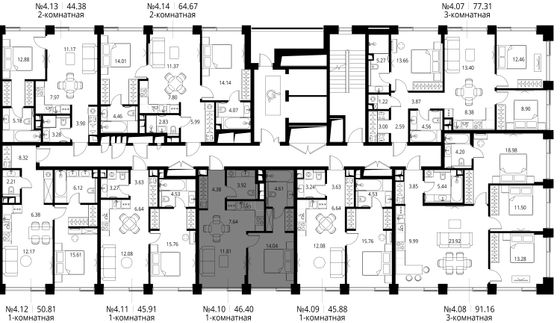 Продажа 1-комнатной квартиры 46,4 м², 4/10 этаж