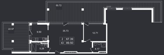 89,5 м², 3-комн. квартира, 8/8 этаж