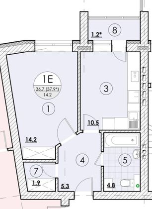 Продажа 1-комнатной квартиры 37,5 м², 2/3 этаж