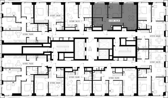 Продажа 2-комнатной квартиры 55,2 м², 15/48 этаж