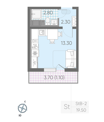 Продажа квартиры-студии 19,5 м², 11/20 этаж