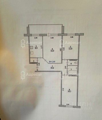 Продажа 3-комнатной квартиры 69,6 м², 9/9 этаж