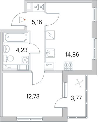 Продажа 1-комнатной квартиры 38,9 м², 3/5 этаж