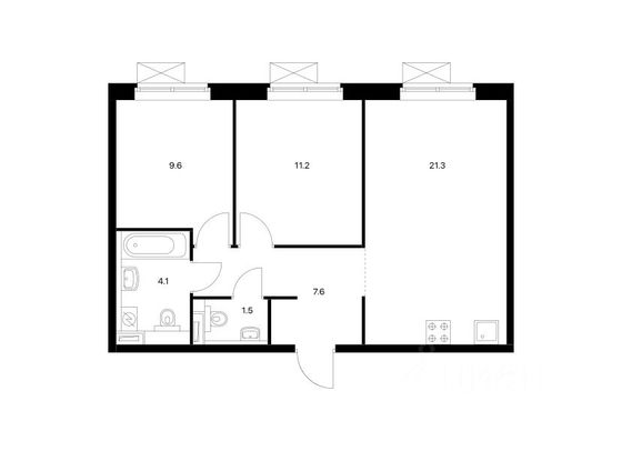 Продажа 2-комнатной квартиры 55,3 м², 4/22 этаж