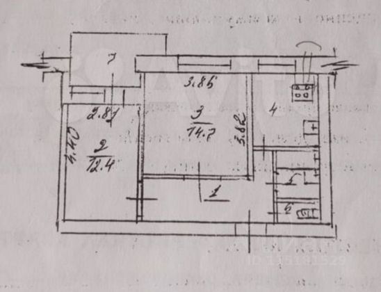 Продажа 2-комнатной квартиры 55 м², 9/9 этаж