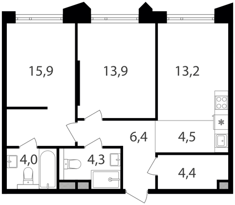 Продажа 2-комнатной квартиры 66,6 м², 16/17 этаж