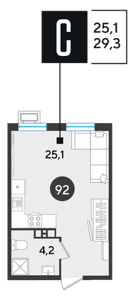 Продажа квартиры-студии 29,3 м², 4/18 этаж