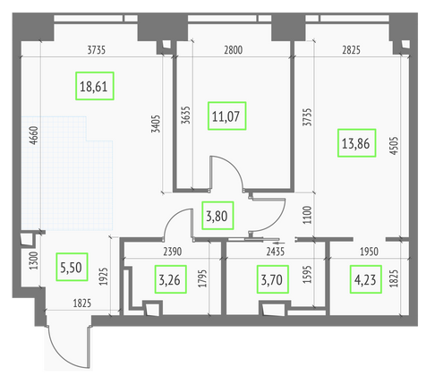 Продажа 2-комнатной квартиры 64 м², 6/57 этаж