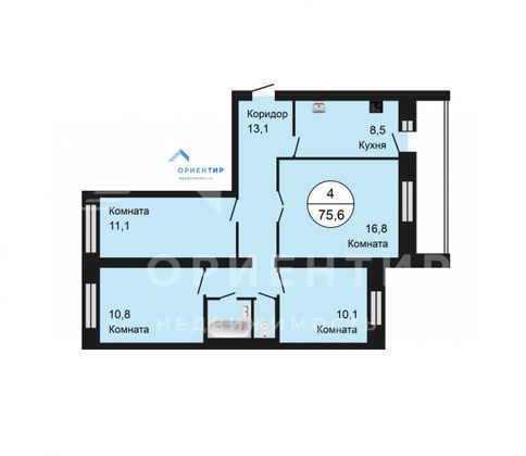 Продажа 4-комнатной квартиры 75,6 м², 2/9 этаж