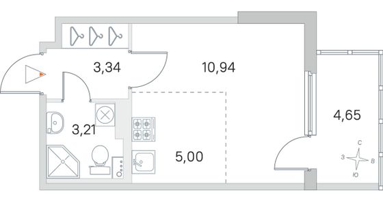 Продажа квартиры-студии 23,9 м², 2/4 этаж