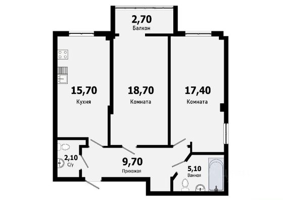 Продажа 2-комнатной квартиры 67 м², 11/17 этаж