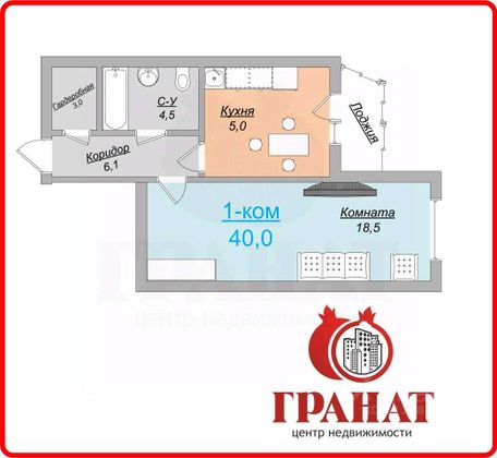 Продажа 1-комнатной квартиры 40 м², 5/25 этаж