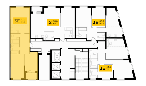 Продажа 3-комнатной квартиры 74 м², 29/30 этаж