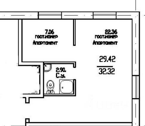 Продажа 1-комнатной квартиры 33 м², 1/2 этаж