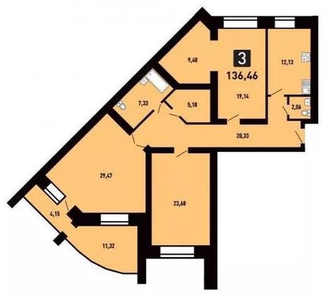 Продажа 3-комнатной квартиры 139 м², 4/12 этаж