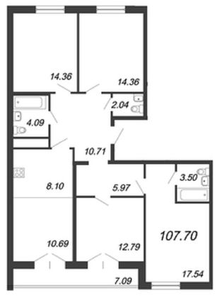 Продажа 4-комнатной квартиры 107,7 м², 14/15 этаж