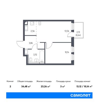 Продажа 2-комнатной квартиры 34,5 м², 9/17 этаж