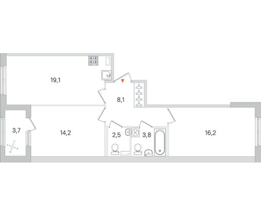 Продажа 2-комнатной квартиры 65,8 м², 1/4 этаж
