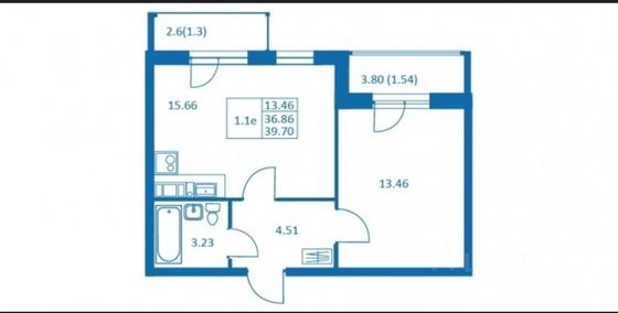 Продажа 1-комнатной квартиры 39 м², 2/4 этаж
