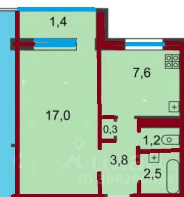 Продажа 1-комнатной квартиры 33,7 м², 4/9 этаж