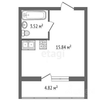 21,8 м², студия, 1/4 этаж