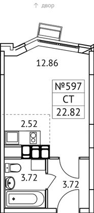 22,8 м², студия, 13/17 этаж