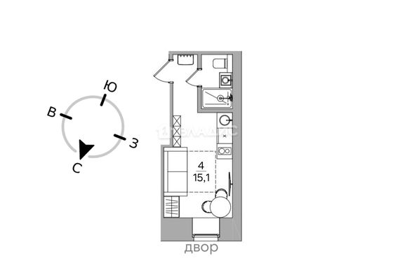 Продажа квартиры-студии 16,4 м², 1/6 этаж