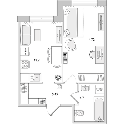 Продажа 1-комнатной квартиры 36,6 м², 1/16 этаж