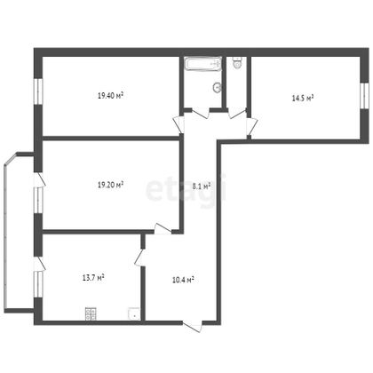 Продажа 3-комнатной квартиры 91,4 м², 3/10 этаж