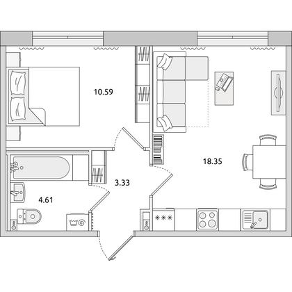 Продажа 1-комнатной квартиры 36,9 м², 1/14 этаж