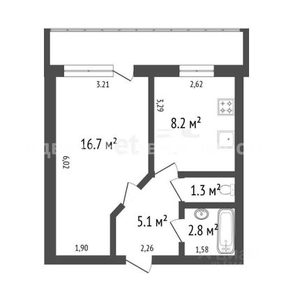 Продажа 1-комнатной квартиры 34,3 м², 7/10 этаж