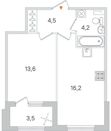 Продажа 1-комнатной квартиры 40,3 м², 1/4 этаж
