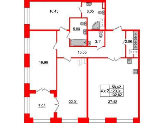 Продажа 3-комнатной квартиры 129,5 м², 4/7 этаж
