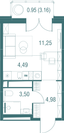 Продажа квартиры-студии 25,2 м², 12/24 этаж