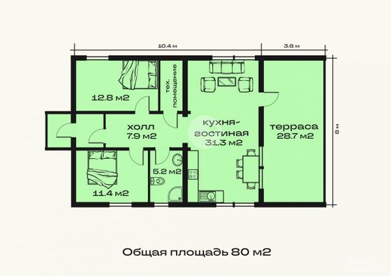 Продажа дома, 80 м²