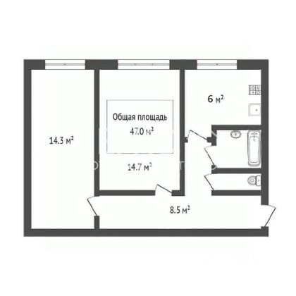 Продажа 2-комнатной квартиры 47,2 м², 1/5 этаж