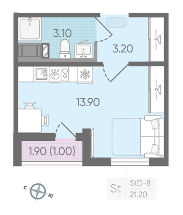 Продажа квартиры-студии 20,2 м², 2/24 этаж