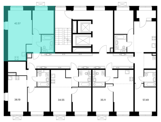 Продажа 1-комнатной квартиры 42,6 м², 3/10 этаж