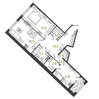 78,6 м², 2-комн. квартира, 4/9 этаж