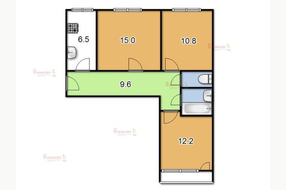 Продажа 3-комнатной квартиры 58 м², 2/9 этаж