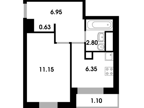 28,9 м², 1-комн. квартира, 1/4 этаж