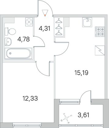 Продажа 1-комнатной квартиры 38,4 м², 1/5 этаж