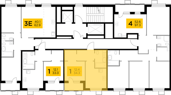 Продажа 1-комнатной квартиры 34,3 м², 4/13 этаж