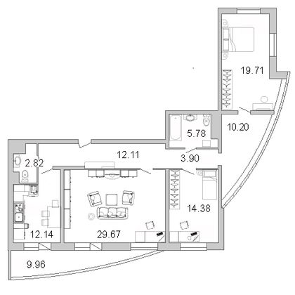 Продажа 3-комнатной квартиры 114,8 м², 14/30 этаж