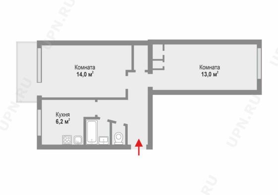 Продажа 2-комнатной квартиры 44 м², 3/5 этаж