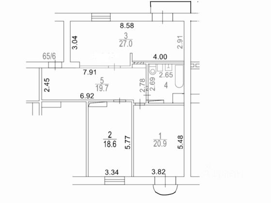 Продажа 3-комнатной квартиры 94,7 м², 6/6 этаж