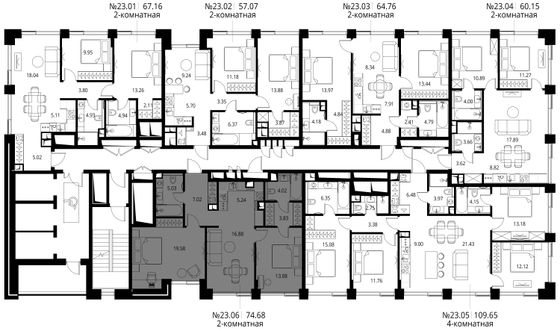 Продажа 2-комнатной квартиры 74,7 м², 23/27 этаж