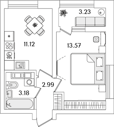 32,5 м², 1-комн. квартира, 23/23 этаж