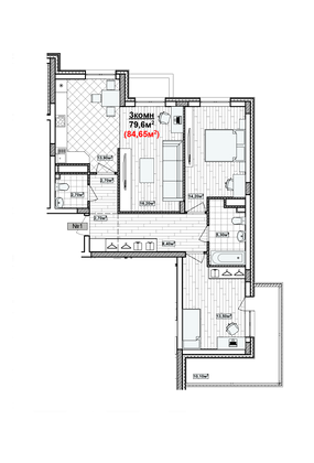 Продажа 3-комнатной квартиры 84,7 м², 1/19 этаж