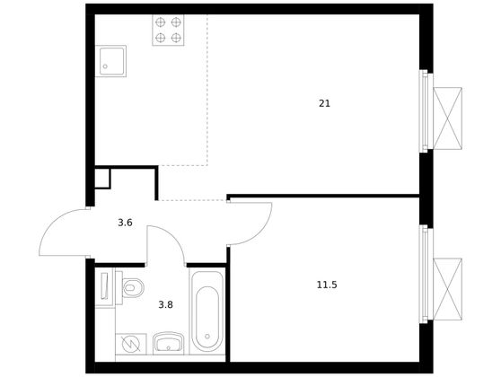 39,3 м², 1-комн. квартира, 4/33 этаж